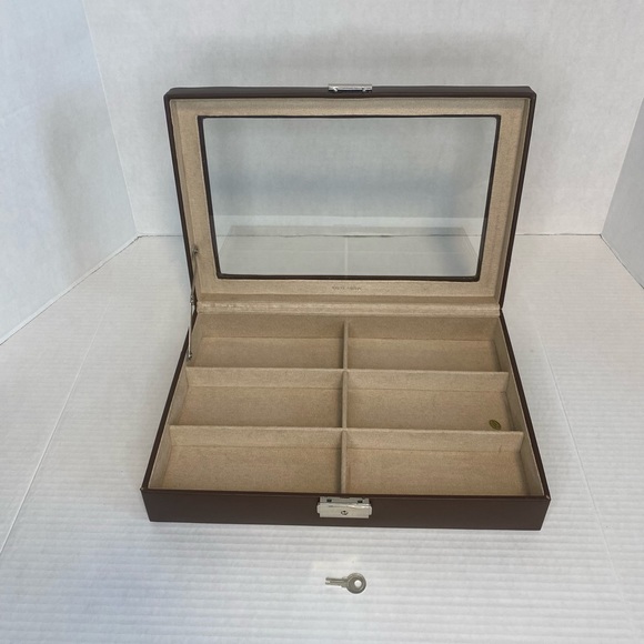 Tech Swiss 6 XL Pair Compartments Eyeglass Display Box Storage Case. Key Lock - Picture 3 of 7